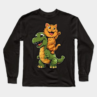 Cat Dinosaur City Long Sleeve T-Shirt